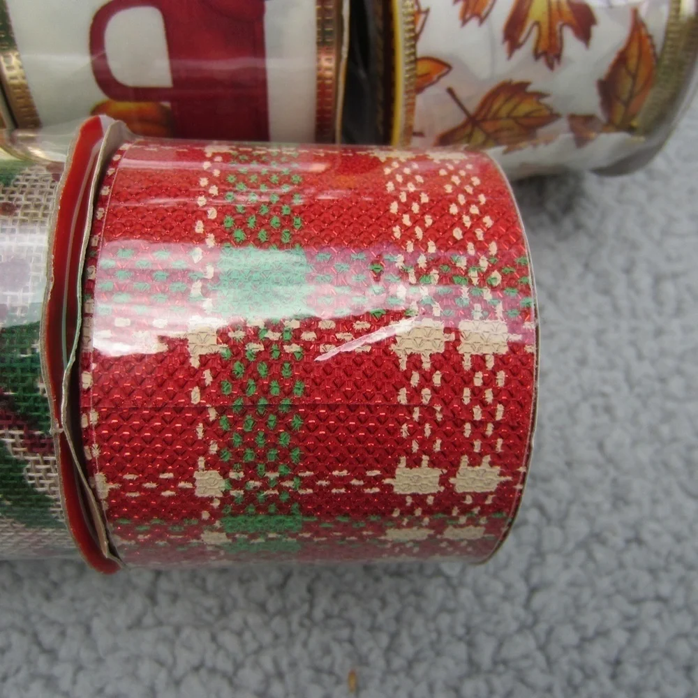Christmas Ribbon Rolls Lot of 10 Crafts Holiday DIY Sewing Wrapping Gifts Bows N